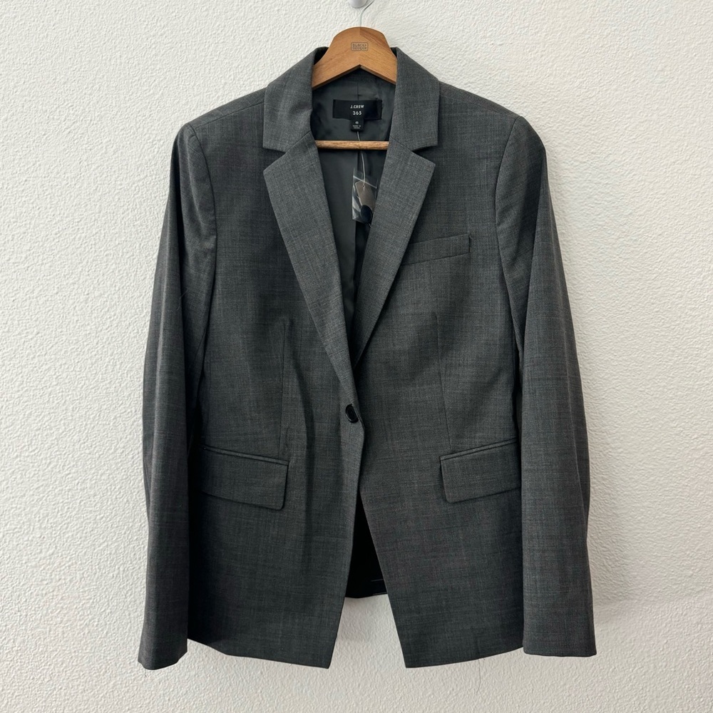 J.Crew 365 Everyday Wool Blend Blazer Suit Jacket Gray Size 6 Grey NWT Academia